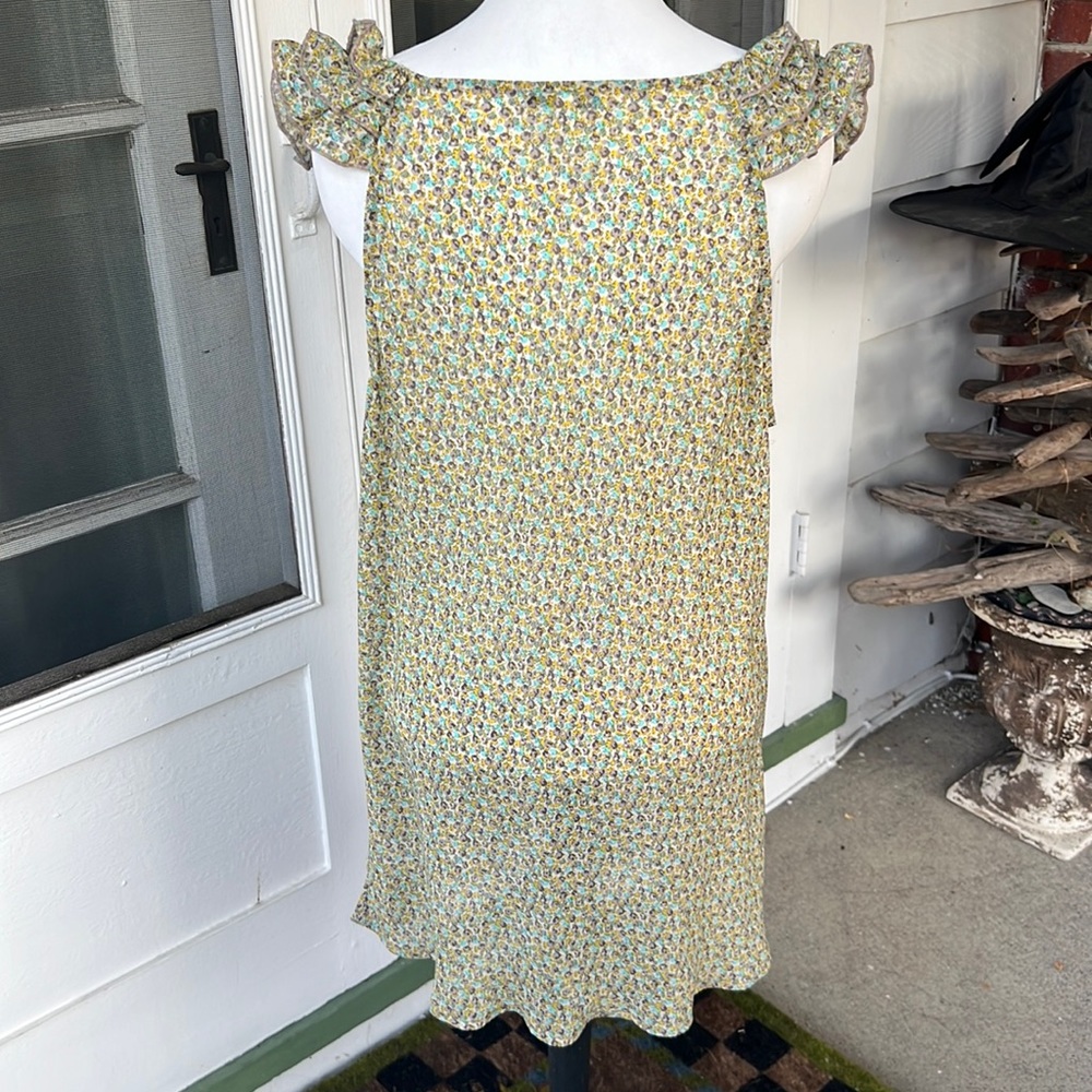 VTG Y2K Ditsy Floral Off-the-Shoulder Tunic Top Size XL